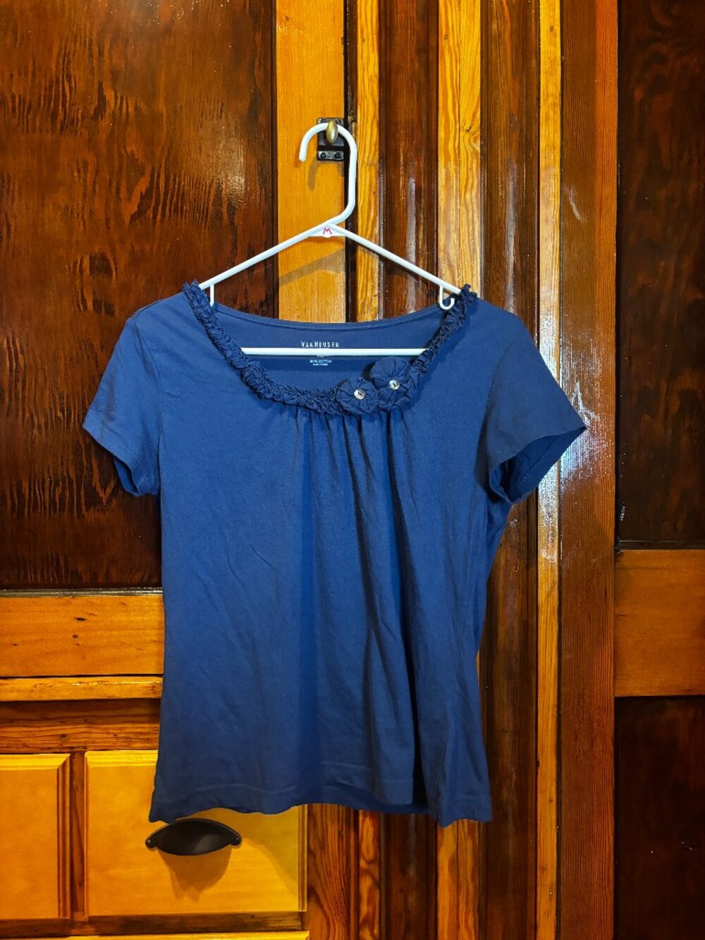 Women's Van Heusen Royal Blue Women's Short Sleeve Blouse Size XS